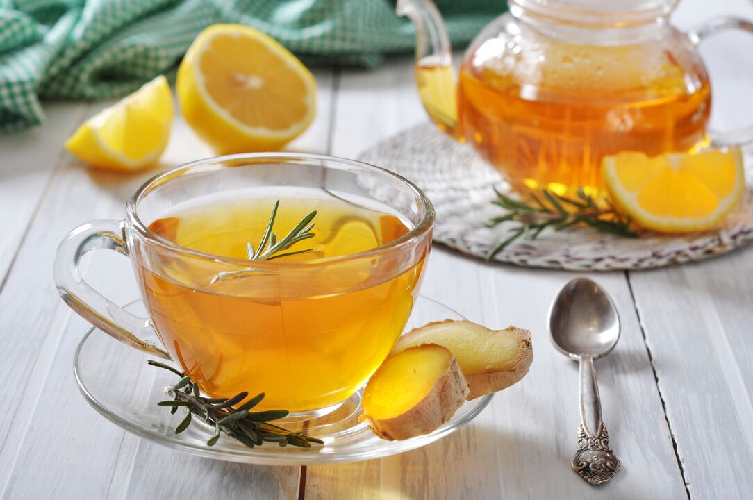 Tea with ginger and lemon to stimulate potency